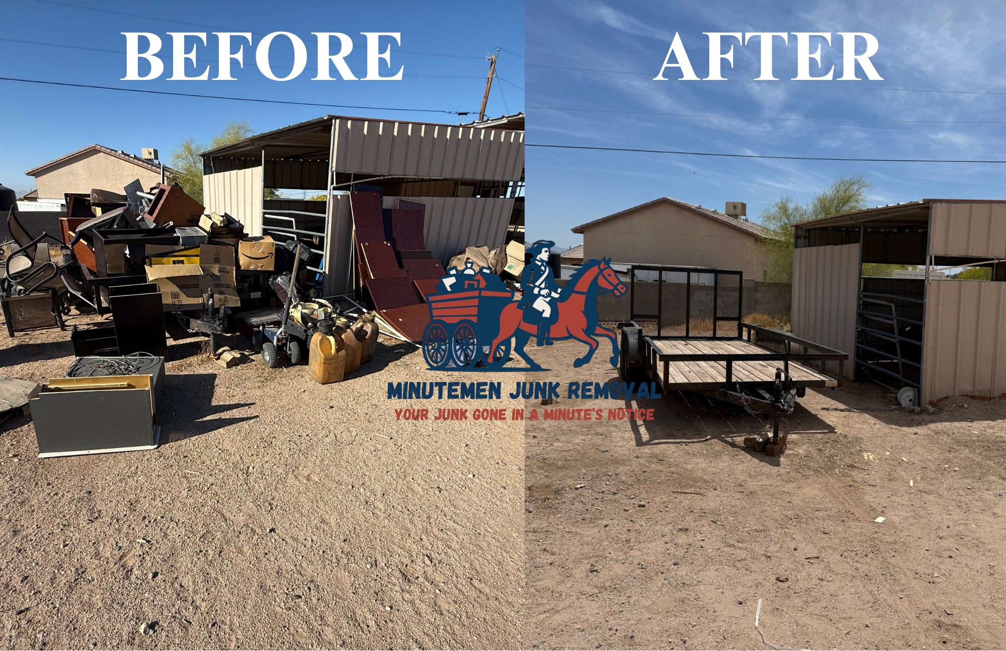 Backyard junk removal before after